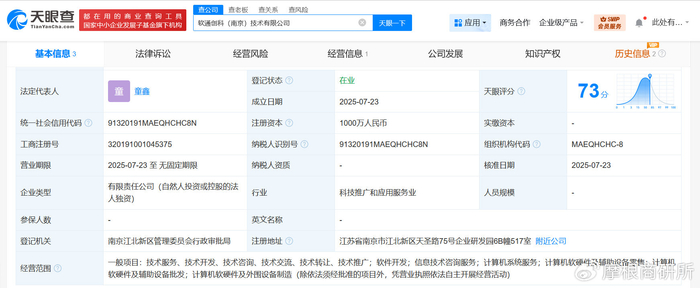 软通动力南京设立技术公司，深化软件开发布局